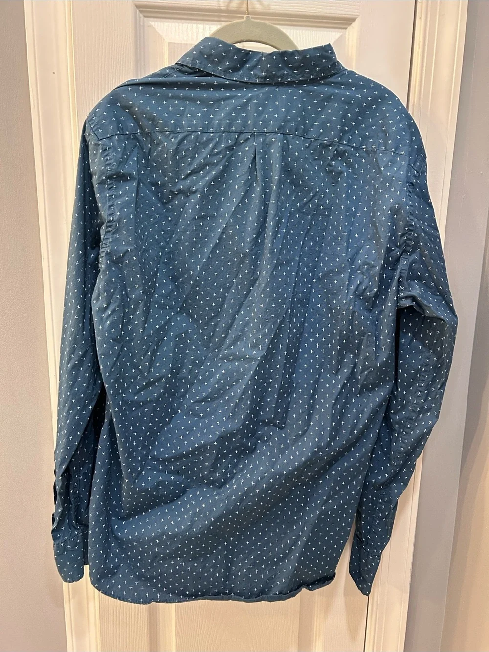 J. Crew Men's Slim Navy Blue Micro Dot Button-Down Shirt